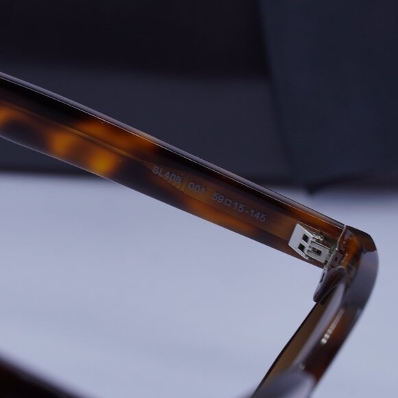 Saint Laurent SL408 001 Geometric Sunglasses - Havana/Gold/Brown - Picture 8 of 10